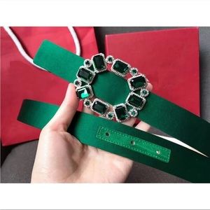 Green satin and crystal belt